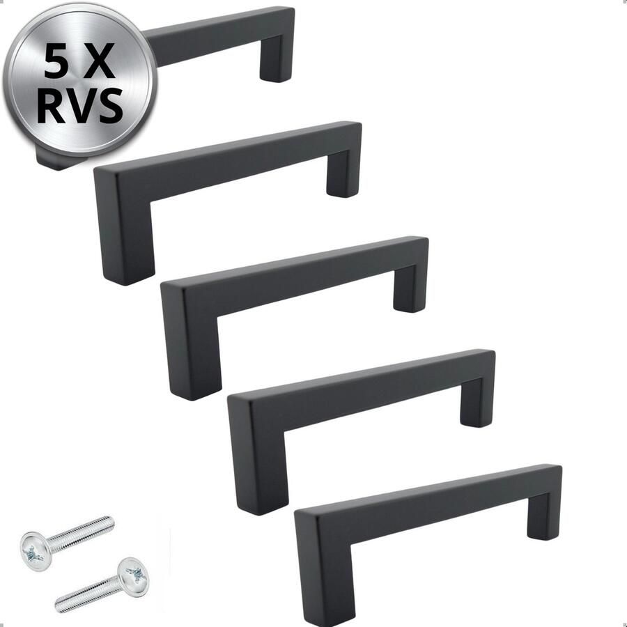 By MJM RVS Handgreep Keukengreep Dallas Zwart 224 mm 5 STUKS Modern Handgrepen kast Handgrepen voor deurtjes Deurgreep Meubelgreep Handgreep Zwart meubelgrepen Keukengreep Keukenkastjes Greep Zwart Meubelbeslag greepjes