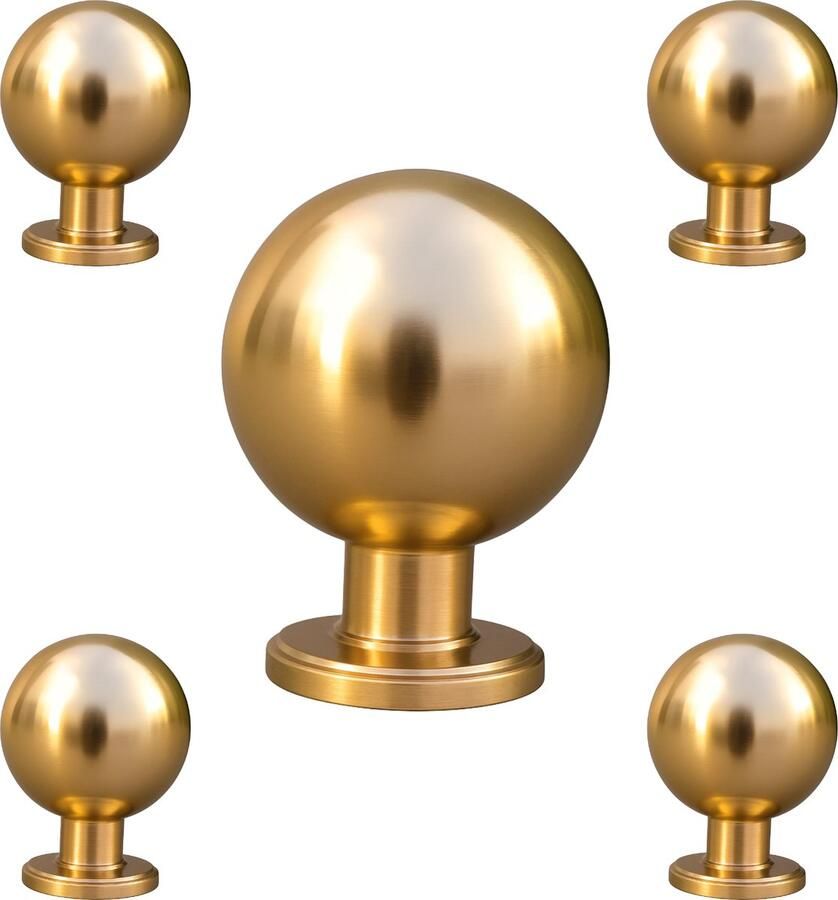 By MJM Meubelknop Madison Rond Goud SET 5 Stuks Kast knopjes Kastknoppen Goud Meubelknop- deurknoppen voor kasten Meubelbeslag deurknopjes Kastknopjes