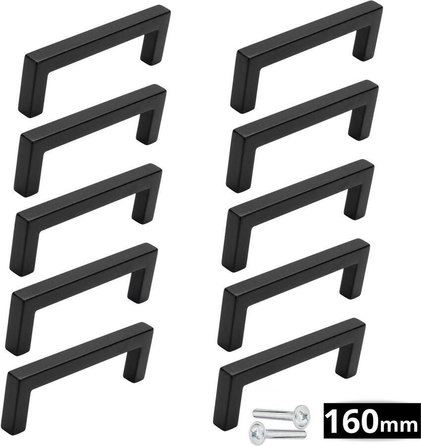 By MJM 10X RVS Handgrepen keukenkastjes Zwart 160mm Handgreep zwart Handgrepen handgreep keuken Meubelbeslag handgrepen keukenkastjes handgrepen kast Keukengrepen zwart Kastgrepen Meubelgrepen Deurgreep zwart Dallas Serie - Foto 8