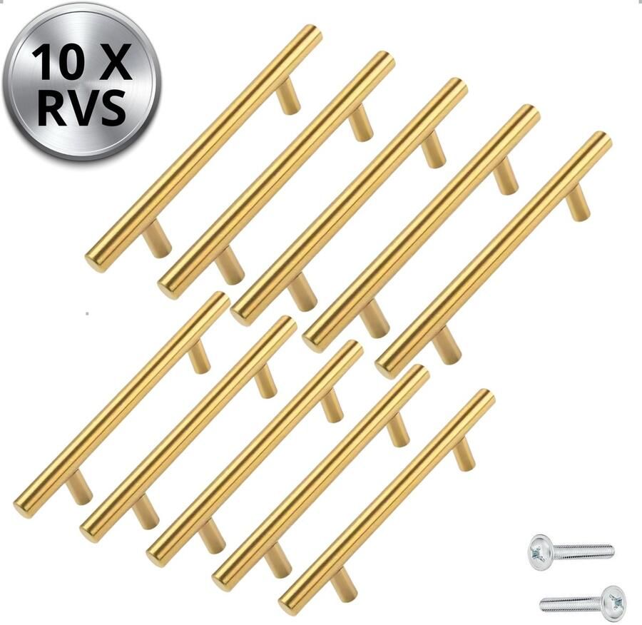 By MJM Handgreep Keukengreep Denver T-greep Brons Goud 200mm SET 10 stuks Hartafstand 128mm Brons Goud Meubelgreep Goud Brons Keukengreep Brons- Greep Goud Deurgreep Handgreep handgrepen kast meubelgrepen Handgrepen voor deurtjes - Foto 2