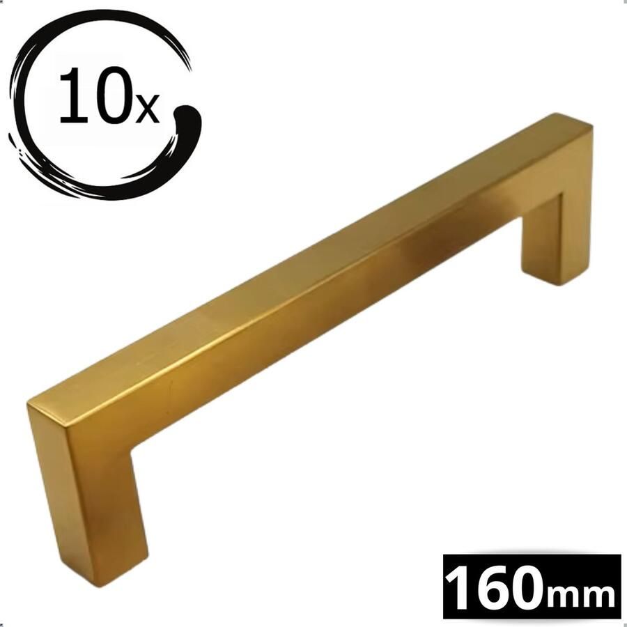 By MJM Handgreep Goud RVS 160 MM Dallas 10 Stuks Handgrepen keukenkastjes Handgrepen voor deurtjes Handgrepen Kast Handgreep keukenkastjes Handgreep kast Meubelbeslag Keukengreep deurgreep Goud - Foto 2
