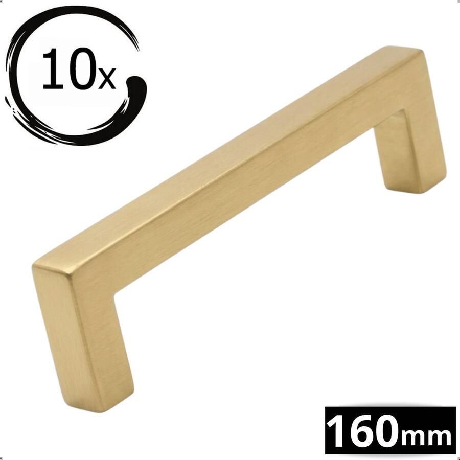 By MJM Handgreep Goud RVS 160 MM Dallas 10 Stuks Handgrepen keukenkastjes Handgrepen voor deurtjes Handgrepen Kast Handgreep keukenkastjes Handgreep kast Meubelbeslag Keukengreep deurgreep Goud - Foto 3