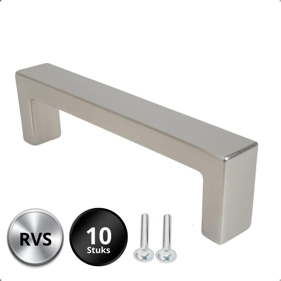 By MJM Handgreep RVS 96 MM Atlanta 10 Stuks Handgrepen keukenkastjes Handgrepen voor deurtjes Handgrepen Kast Handgreep keukenkastjes Handgreep kast Meubelbeslag Keukengreep deurgreep rVS