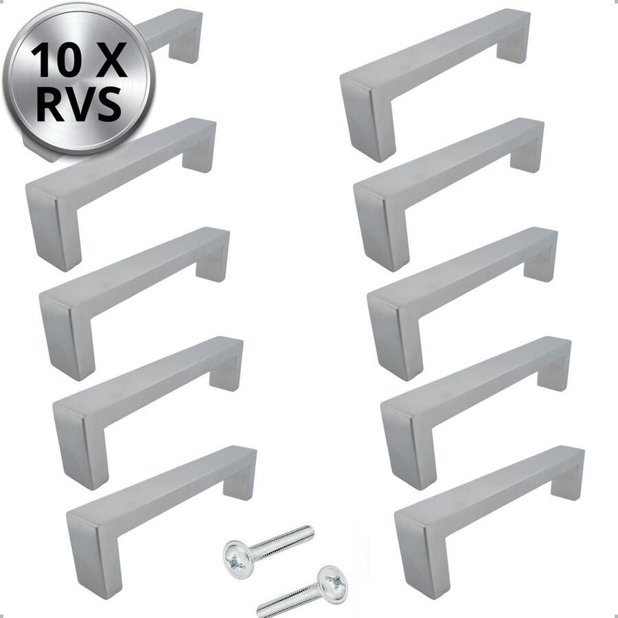 By MJM Handgreep Keukengreep RVS 128 mm 10 Stuks strak Handgrepen voor deurtjes Deurgreep Meubelgreep Handgreep Rvs Keukengreep Keukenkastjes Meubelbeslag handgrepen kast meubelgrepen Handgrepen voor deurtjes inclusief schroeven