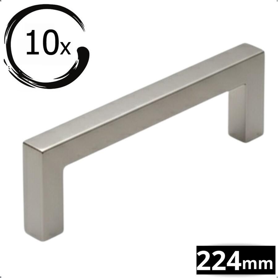 By MJM RVS Handgreep Keukengreep Dallas RVS 224 mm 10 STUKS Modern Handgrepen kast Handgrepen voor deurtjes Deurgreep Meubelgreep Handgreep RVS meubelgrepen Keukengreep Keukenkastjes Greep RVS Meubelbeslag greepjes - Foto 2