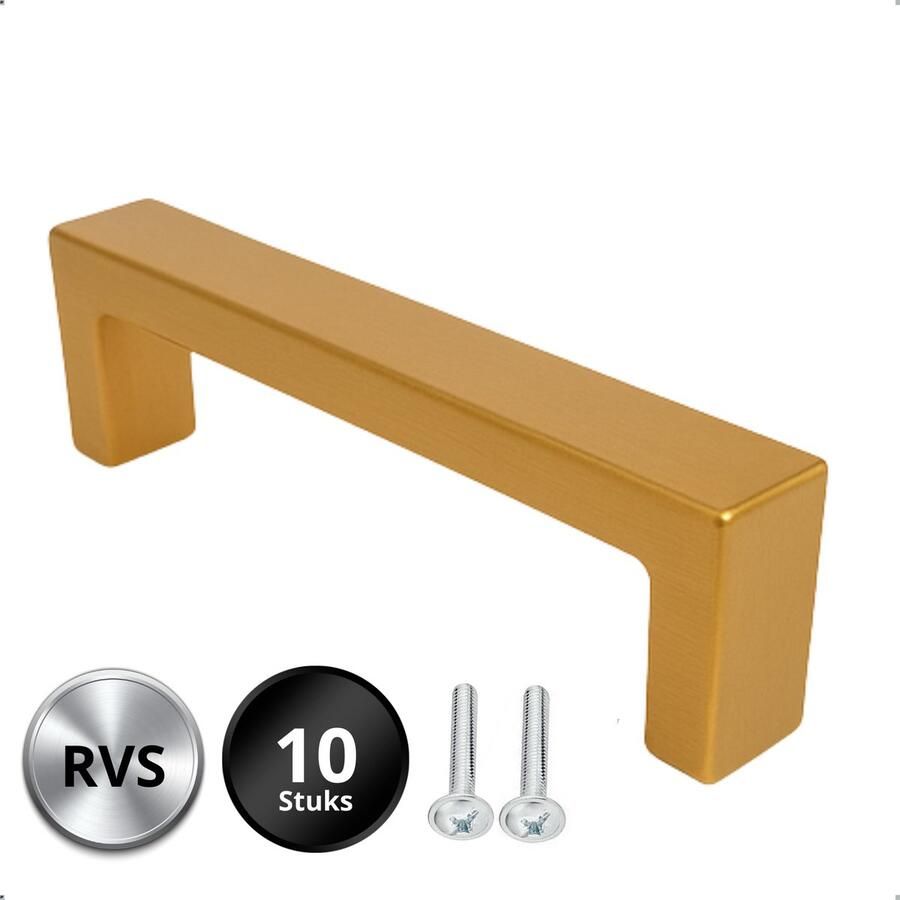 By MJM Handgreep RVS GOUD 96 MM Atlanta 10 Stuks Handgrepen keukenkastjes Handgrepen voor deurtjes Handgrepen Kast Handgreep keukenkastjes Handgreep kast Meubelbeslag Keukengreep deurgreep Goud Handgreep goud