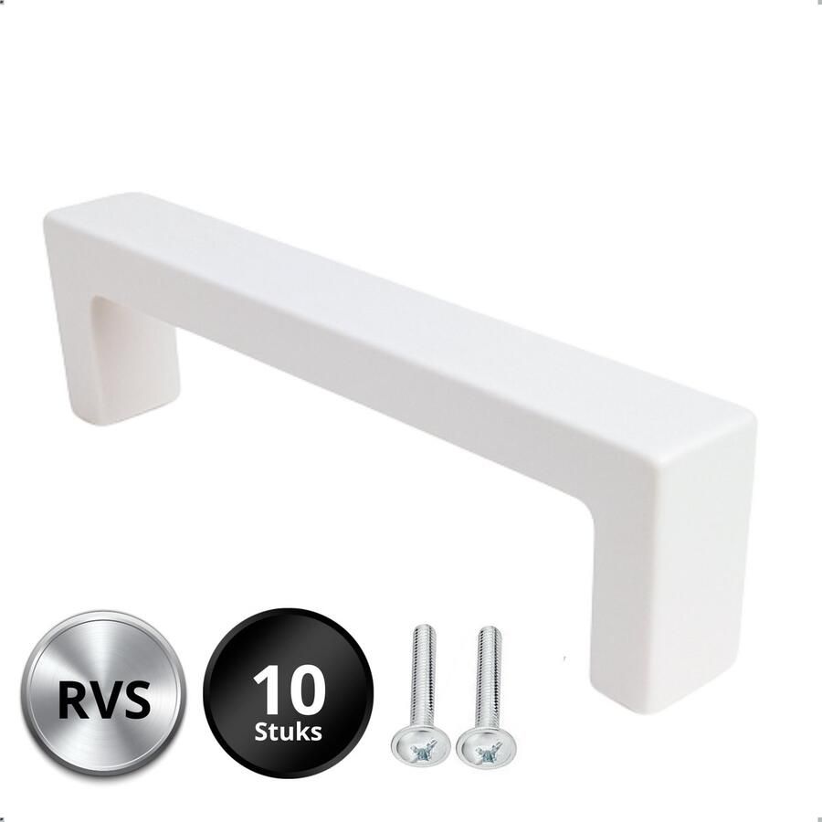 By MJM Handgreep Wit RVS 128 MM Atlanta 10 Stuks Handgrepen keukenkastjes Handgrepen voor deurtjes Handgrepen Kast Handgreep keukenkastjes Handgreep kast Meubelbeslag Keukengreep deurgreep Wit