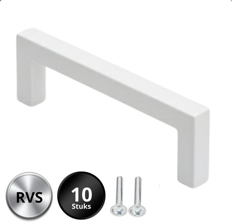 By MJM Handgreep Wit RVS 192 MM Dallas 10 Stuks Handgrepen keukenkastjes Handgrepen voor deurtjes Handgrepen Kast Handgreep keukenkastjes Handgreep kast Meubelbeslag Keukengreep deurgreep Wit