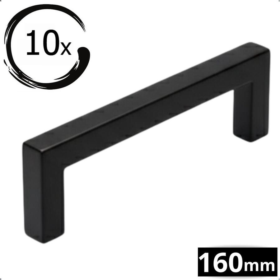 By MJM 10X RVS Handgrepen keukenkastjes Zwart 160mm Handgreep zwart Handgrepen handgreep keuken Meubelbeslag handgrepen keukenkastjes handgrepen kast Keukengrepen zwart Kastgrepen Meubelgrepen Deurgreep zwart Dallas Serie - Foto 6