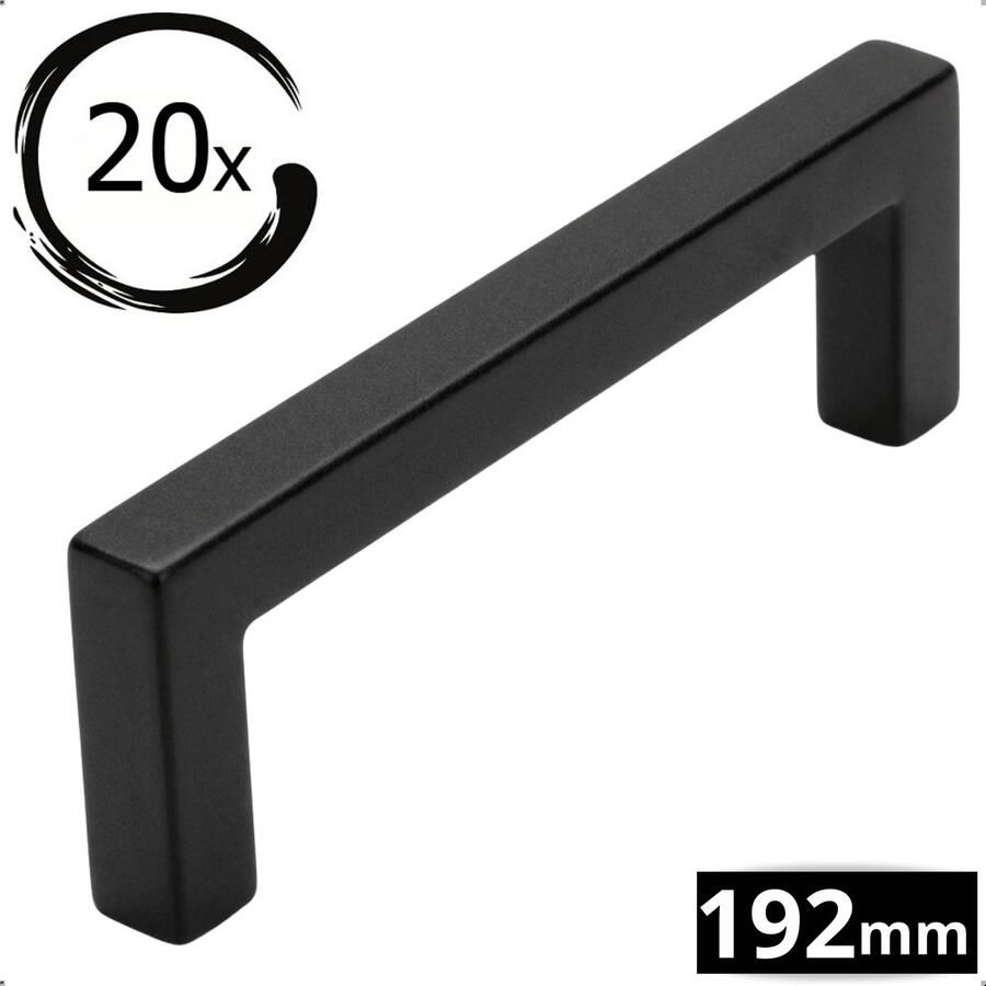 By MJM RVS Handgreep Keukengreep Dallas Zwart 192 mm 20 Stuks Modern Handgrepen kast Deurgreep Meubelgreep Handgreep Zwart meubelgrepen Keukengreep Keukenkastjes Greep Zwart Meubelbeslag greepjes Inclusief schroeven - Foto 4