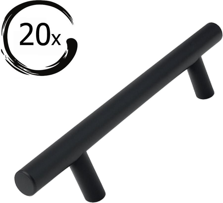 By MJM T-greep RVS zwart SET 20 stuks Hartafstand 128mm Zwart Meubelgreep zwart Keukengreep zwart Greep zwart Deurgreep Handgreep keukenkastjes keukenkast handgrepen kast meubelgrepen Handgrepen voor deurtjes inclusief schroeven - Foto 3