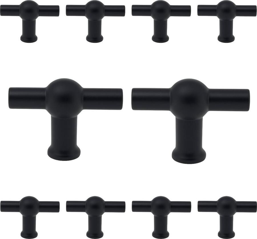 By MJM Meubelknop T-Greep zwart 10 Stuks Kastknop Meubelknop T-Greep deurknoppen voor kasten kastknoppen Meubelbeslag deurknopjes - Foto 2