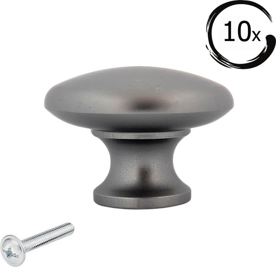 By MJM Kastknoppen Macon Grijs rond 10 Stuks Diameter 27 mm Kastknop Meubelknop Deurknoppen voor kasten Meubelbeslag Deurknopjes Meubelknoppen - Foto 2
