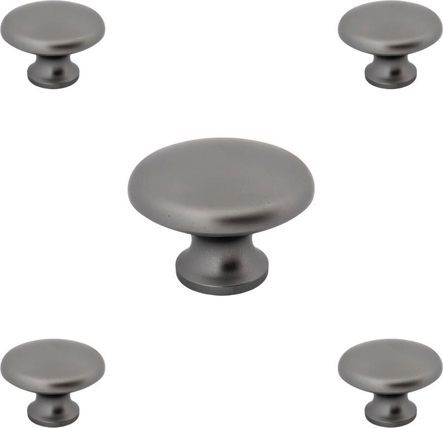 By MJM Kastknoppen Macon Grijs rond 5 Stuks Diameter 27 mm Kastknop Meubelknop Deurknoppen voor kasten Meubelbeslag Deurknopjes Meubelknoppen