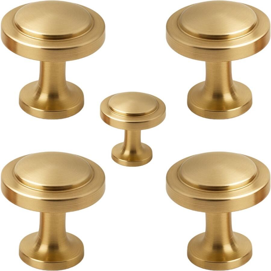 By MJM Meubelknop goud rond 5 Stuks Diameter 32 mm Kastknop Meubelknop Deurknoppen voor kasten kastknoppen Meubelbeslag Deurknopjes Meubelknoppen