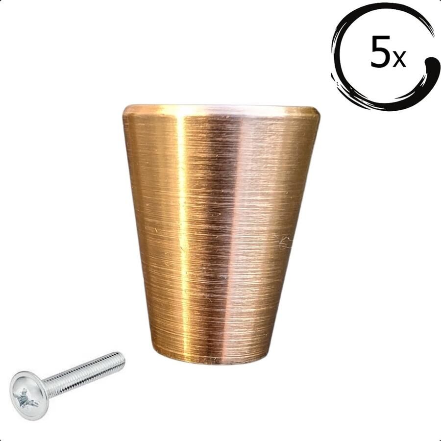 By MJM Meubelknop Akron recht Goud SET 5 stuks Kast knopjes Kastknoppen Goud Meubelknop- deurknoppen voor kasten Meubelbeslag deurknopjes Kastknopjes