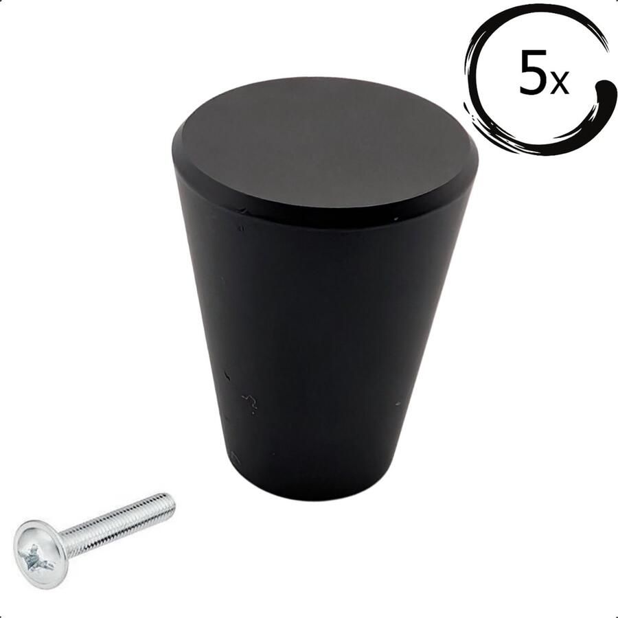 By MJM Meubelknop Akron recht Zwart SET 5 stuks Kast knopjes Kastknoppen Zwart Meubelknop- deurknoppen voor kasten Meubelbeslag deurknopjes Kastknopjes - Foto 2