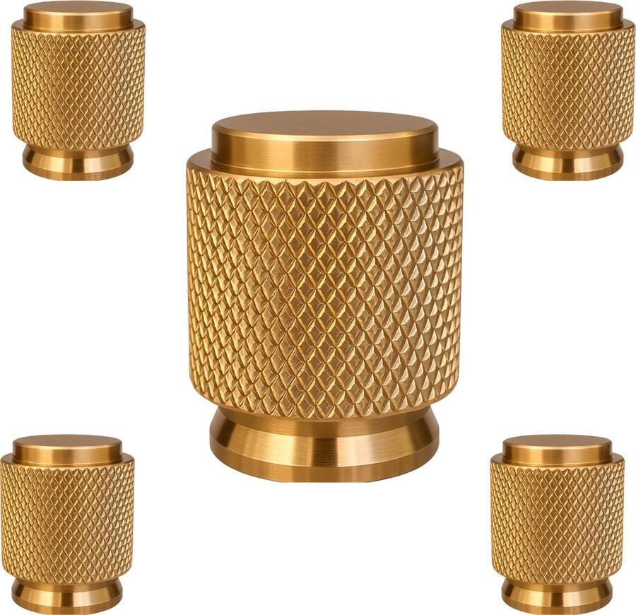By MJM Meubelknop Dodge Ribbel Rond Goud SET 5 stuks Kast knopjes Kastknoppen Goud Meubelknop- deurknoppen voor kasten Meubelbeslag deurknopjes Kastknopjes