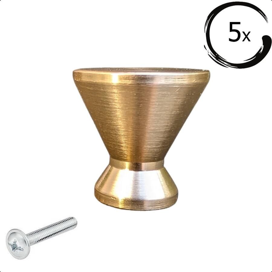 By MJM Meubelknop Dover recht Goud SET 5 Stuks Kast knopjes Kastknoppen Goud Meubelknop- deurknoppen voor kasten Meubelbeslag deurknopjes Kastknopjes - Foto 2