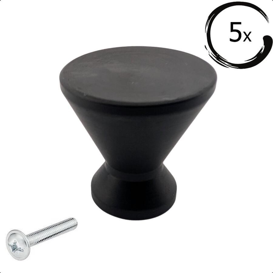 By MJM Meubelknop Dover recht Zwart SET 5 stuks Kast knopjes Kastknoppen Zwart Meubelknop- deurknoppen voor kasten Meubelbeslag deurknopjes Kastknopjes - Foto 2