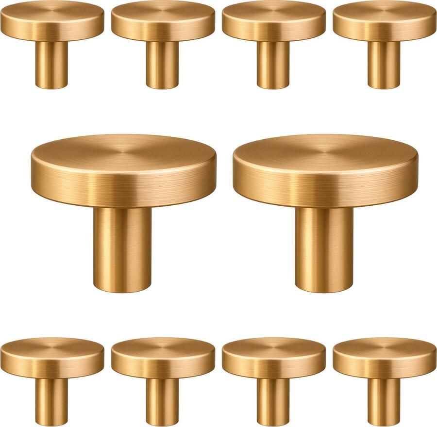 By MJM Meubelknop Harbor Rond Goud Set 10 stuks Kast knopjes Kastknoppen Goud Meubelknop- deurknoppen voor kasten Meubelbeslag deurknopjes Kastknopjes