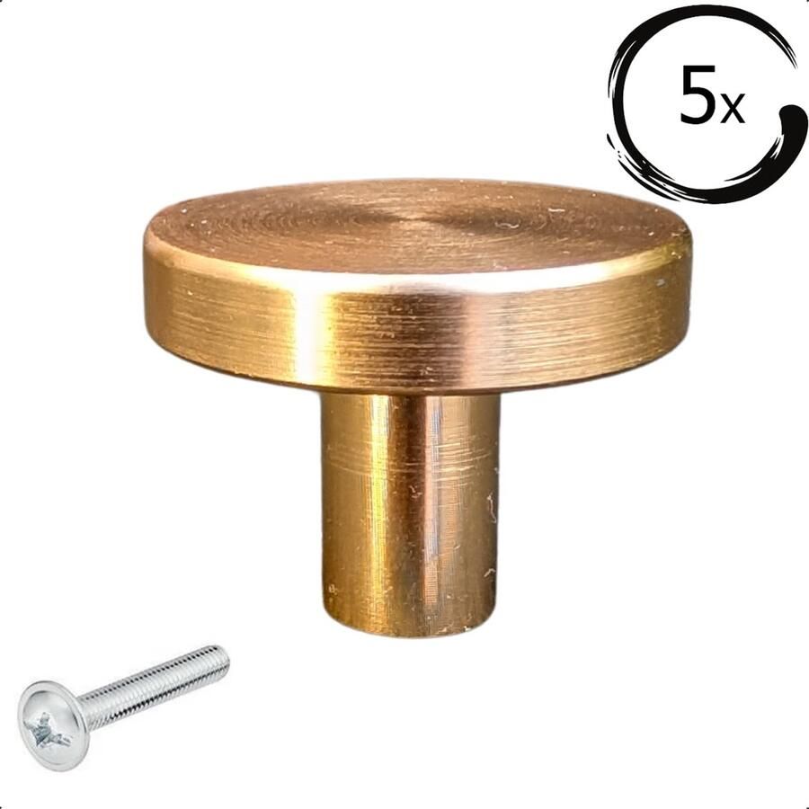 By MJM Meubelknop Harbor Rond Goud Set 5 stuks Kast knopjes Kastknoppen Goud Meubelknop- deurknoppen voor kasten Meubelbeslag deurknopjes Kastknopjes - Foto 2