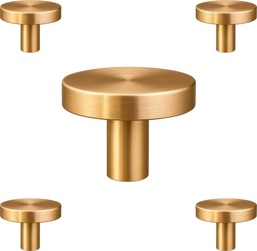 By MJM Meubelknop Harbor Rond Goud Set 5 stuks Kast knopjes Kastknoppen Goud Meubelknop- deurknoppen voor kasten Meubelbeslag deurknopjes Kastknopjes