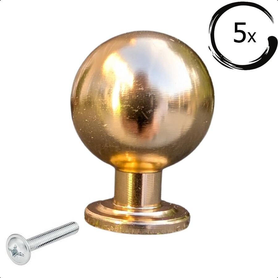 By MJM Meubelknop Madison Rond Goud SET 5 Stuks Kast knopjes Kastknoppen Goud Meubelknop- deurknoppen voor kasten Meubelbeslag deurknopjes Kastknopjes - Foto 2
