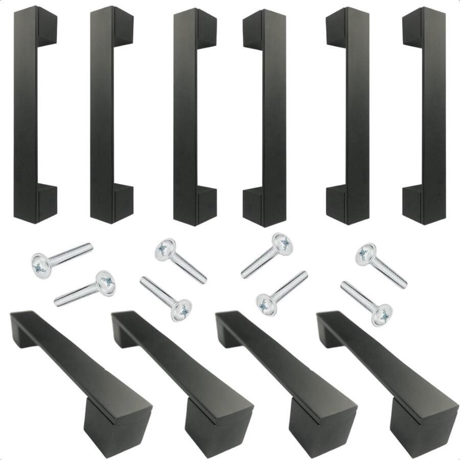 By MJM Robuuste Austin Zwarte aluminium Handgrepen Kast 160 mm Set van 10 Stuks Geschikt voor Deurtjes Keukenkastjes en Badkamer Inclusief Schroeven Meubelgreep en Deurgreep