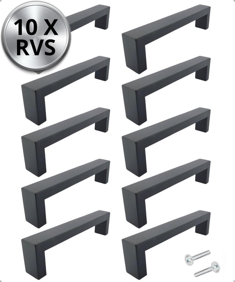 By MJM Handgreep Keukengreep zwart 128 mm 10 Stuks strak Handgrepen voor deurtjes Deurgreep Meubelgreep Handgreep zwart Keukengreep Greep zwart Meubelbeslag handgrepen kast meubelgrepen Handgrepen voor deurtjes inclusief schroeven - Foto 3