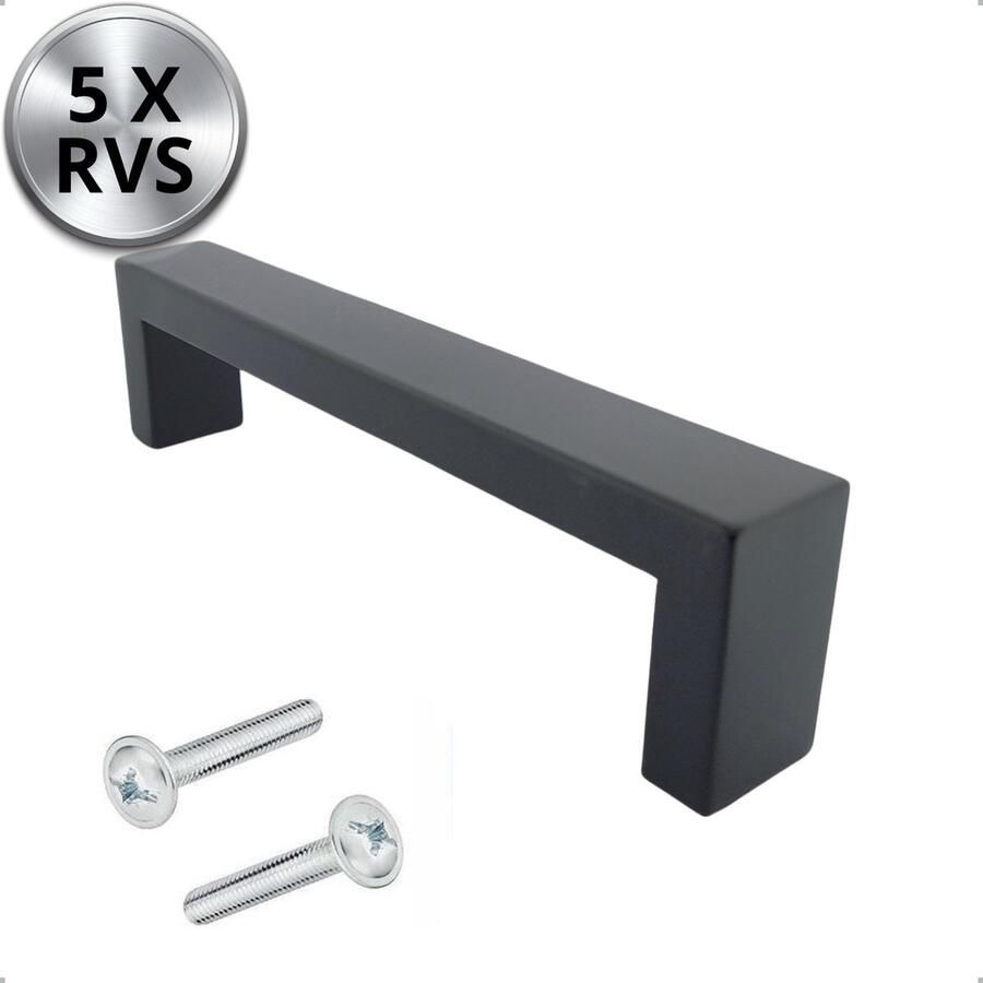 By MJM Handgreep Keukengreep zwart 128 mm 5 Stuks strak Handgrepen voor deurtjes Deurgreep Meubelgreep Handgreep zwart Keukengreep Greep zwart Meubelbeslag handgrepen kast meubelgrepen Handgrepen voor deurtjes inclusief schroeven - Foto 2