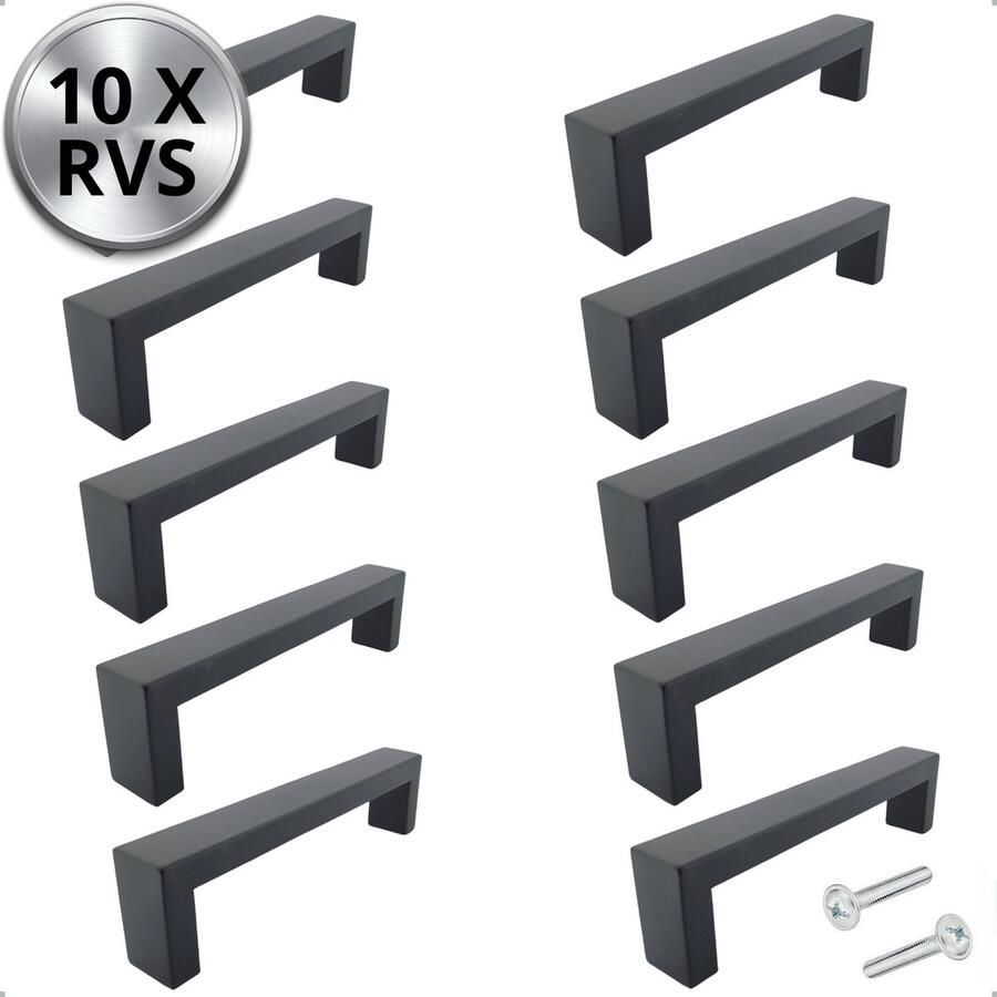 By MJM RVS Handgreep Atlanta zwart 160 mm 10 Stuks Strak Handgreep kast Handgrepen voor deurtjes Deurgreep Meubelgreep Handgreep Zwart meubelgrepen handgreep keukenkastjes Greep Zwart Meubelbeslag handgreep badkamer schroeven - Foto 3
