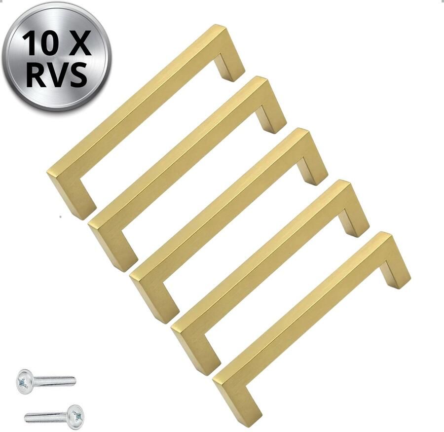 By MJM Handgreep Goud RVS 160 MM Dallas 10 Stuks Handgrepen keukenkastjes Handgrepen voor deurtjes Handgrepen Kast Handgreep keukenkastjes Handgreep kast Meubelbeslag Keukengreep deurgreep Goud - Foto 2