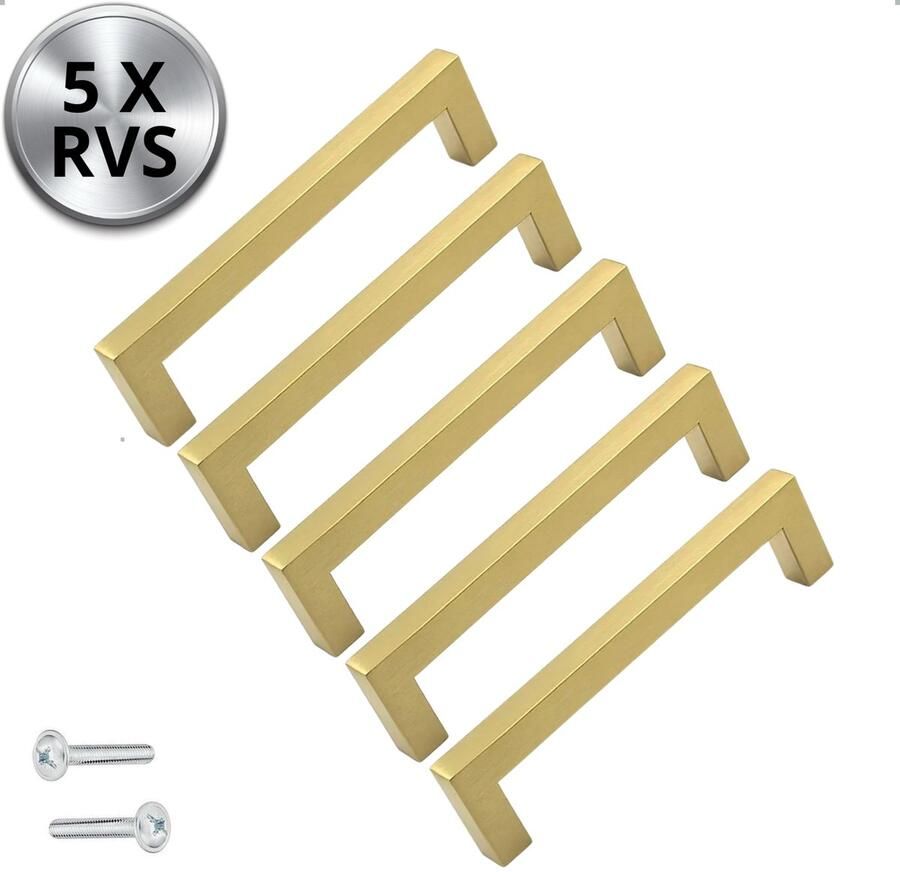 By MJM Handgreep Keukengreep RVS Goud 128 mm 5 Stuks Modern Handgrepen kast Handgrepen voor deurtjes Deurgreep Meubelgreep Handgreep Goud meubelgrepen Keukengreep Keukenkastjes Greep Goud- Meubelbeslag greepjes Inclusief schroeven