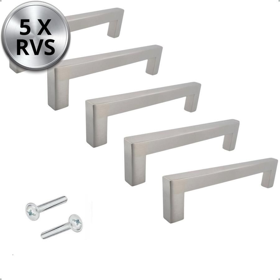 By MJM RVS Handgreep Dallas RVS 96 mm 5 STUKS Modern Handgreep kast Handgrepen voor deurtjes Deurgreep Meubelgreep Handgreep RVS meubelgrepen handgreep keukenkastjes Greep RVS- Meubelbeslag handgreep badkamer