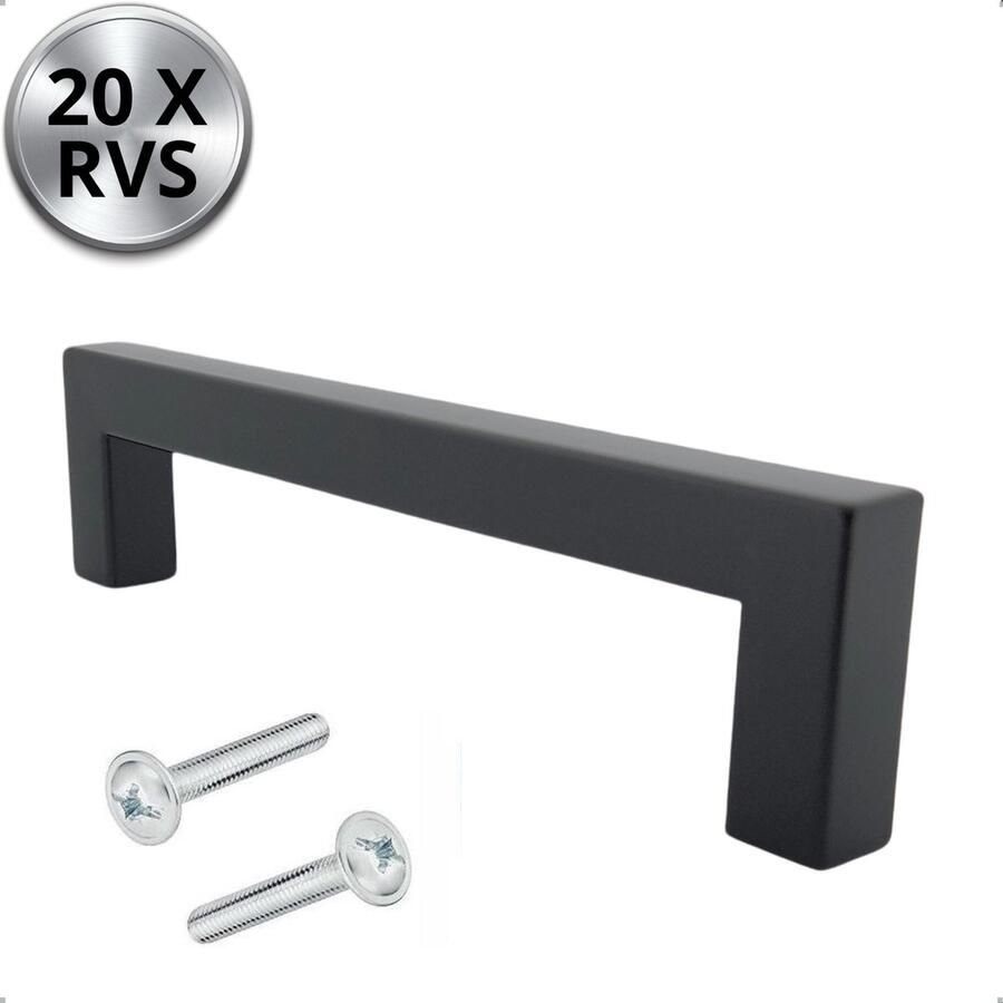By MJM RVS Handgrepen Atlanta zwart 96 mm 20 Stuks Strak Handgreep kast Handgrepen voor deurtjes Deurgreep Meubelgreep Handgreep Zwart meubelgrepen handgreep keukenkastjes Greep Zwart Meubelbeslag handgreep badkamer schroeven - Foto 2