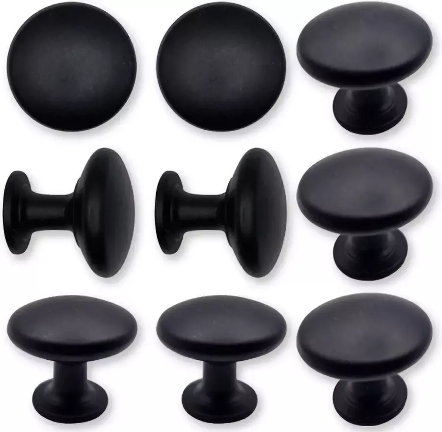 By MJM Deurknop zwart rond 10 Stuks Diameter 27 mm Kastknop Meubelknop Deurknoppen voor kasten Kastknoppen Meubelbeslag Deurknopjes Meubelknoppen - Foto 2
