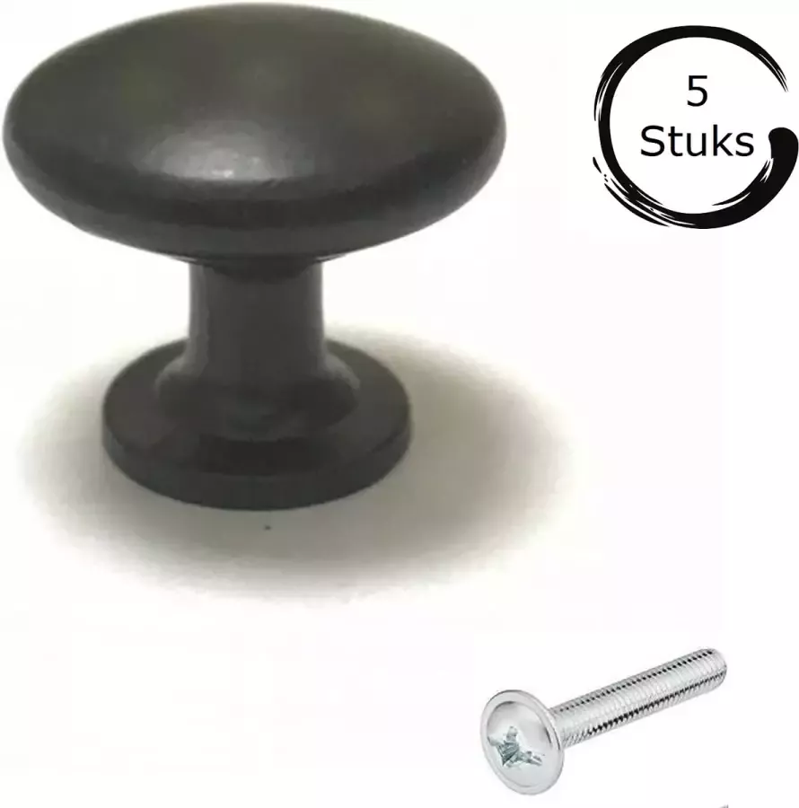 By MJM Deurknop zwart rond 5 Stuks Diameter 27 mm Kastknop Meubelknop Deurknoppen voor kasten Kastknoppen Meubelbeslag Deurknopjes Meubelknoppen