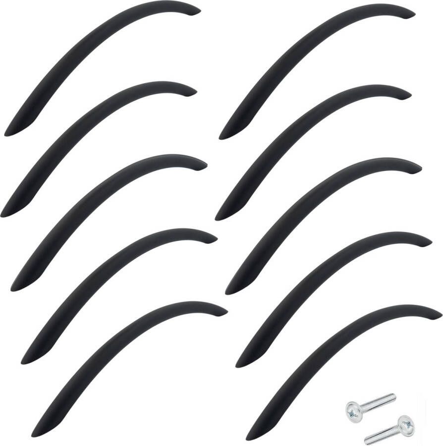 By MJM Handgreep Chicago Zwart Hartafstand 160mm 10 STUKS Meubelgreep zwart Keukengreep zwart Greep zwart Deurgreep Handgreep keukenkastjes handgrepen kast meubelgrepen Handgrepen voor deurtjes inclusief schroeven