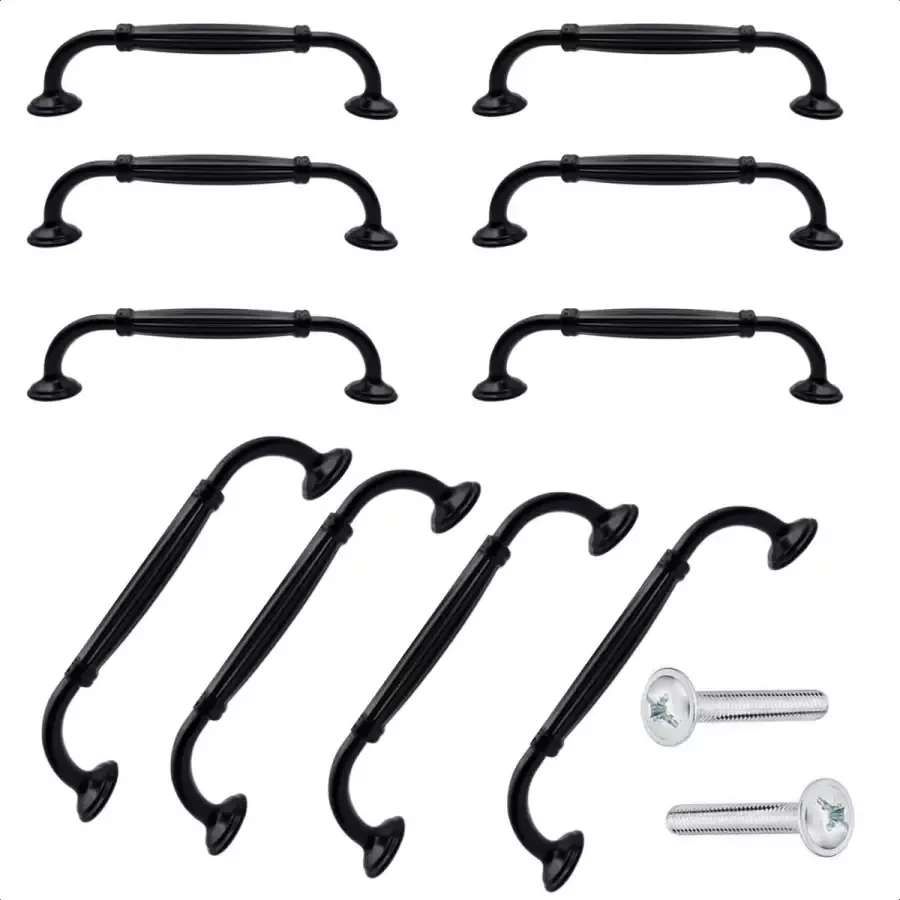 By MJM 10X Handgreep Klassiek zwart Aluminium Handgreep zwart 128mm Handgrepen handgreep keuken Meubelbeslag handgrepen keukenkastjes handgrepen kast Keukengrepen zwart Kastgrepen Meubelgrepen Deurgreep zwart Norfolk Serie - Foto 2