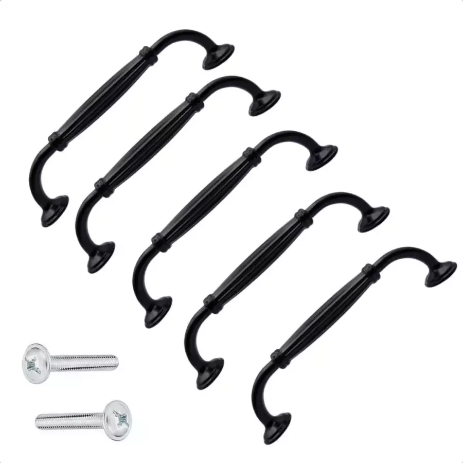 By MJM 5X Handgreep Klassiek zwart Aluminium Handgreep zwart 128mm Handgrepen handgreep keuken Meubelbeslag handgrepen keukenkastjes handgrepen kast Keukengrepen zwart Kastgrepen Meubelgrepen Deurgreep zwart Norfolk Serie - Foto 2