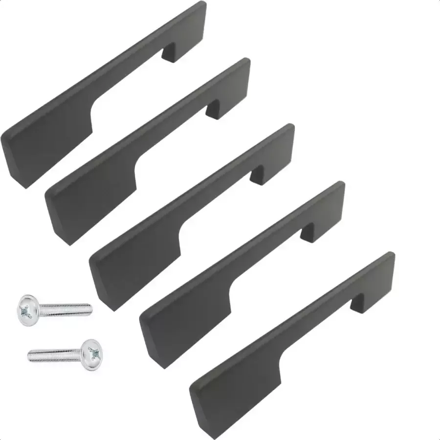 By MJM Handgreep Keukengreep Seattle design Zwart 128 mm 5 Stuks Design Handgrepen voor deurtjes Deurgreep Meubelgreep Handgreep Zwart- Keukengreep Keukenkastjes handgrepen kast kastknoppen meubelgrepen Aluminium inclusief schroeven - Foto 3