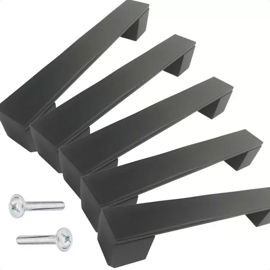By MJM Handgreep Keukengreep Zwart 128mm 5 Stuks Modern zwart Handgrepen voor deurtjes Meubelgreep Handgreep Zwart- Keukengreep Greep Zwart Meubelbeslag handgrepen kast meubelgrepen Handgrepen voor deurtjes inclusief schroeven - Foto 3