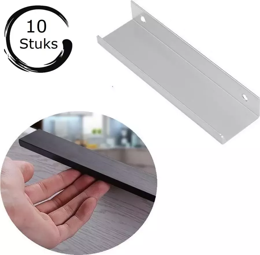 By MJM Handgreep plat 20 CM Rvs Set 10 stuks Fargo Platte greep Keukengreep Kast Keukenkastjes Meubelgreep Badkamer Profielgreep 200 mm Handgreep Meubelgreep - Foto 2