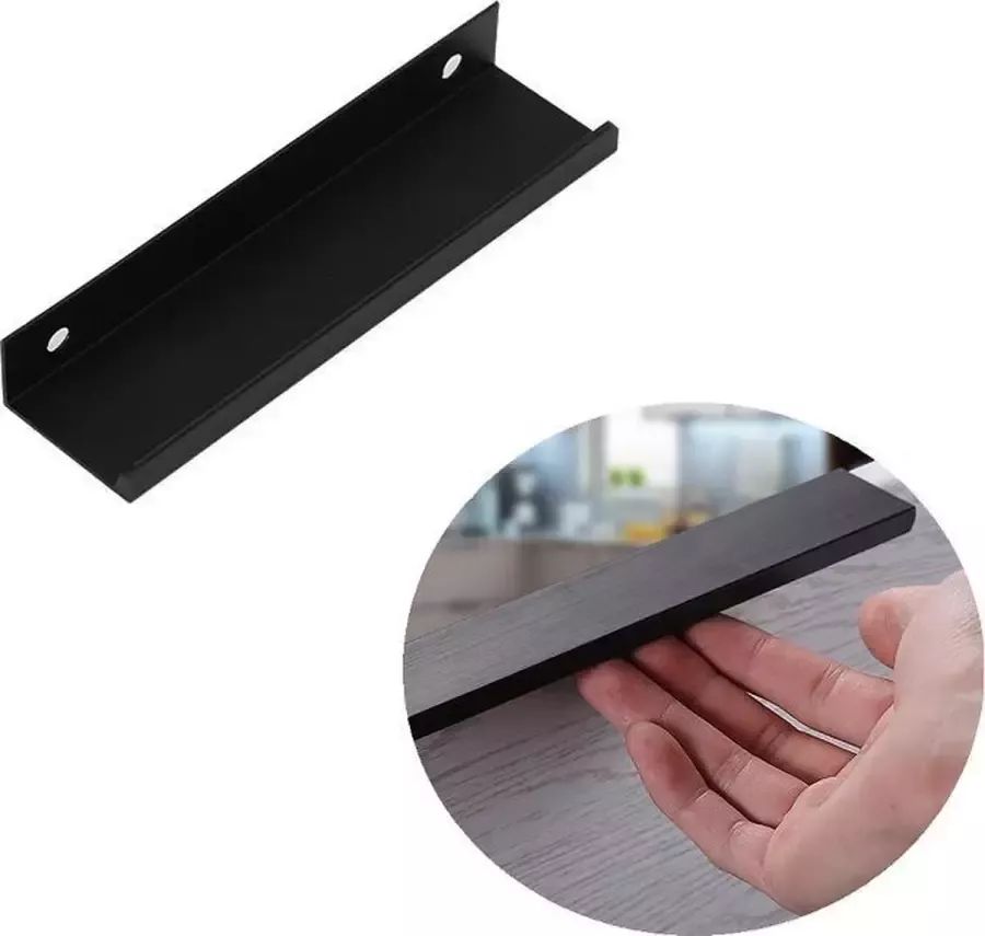 By MJM Handgreep Fargo Zwart 150 mm 5 STUKS Platte greep Keukengreep Kast Keukenkastjes Meubelgreep Badkamer Profielgreep 150mm Handgreep Meubelgreep