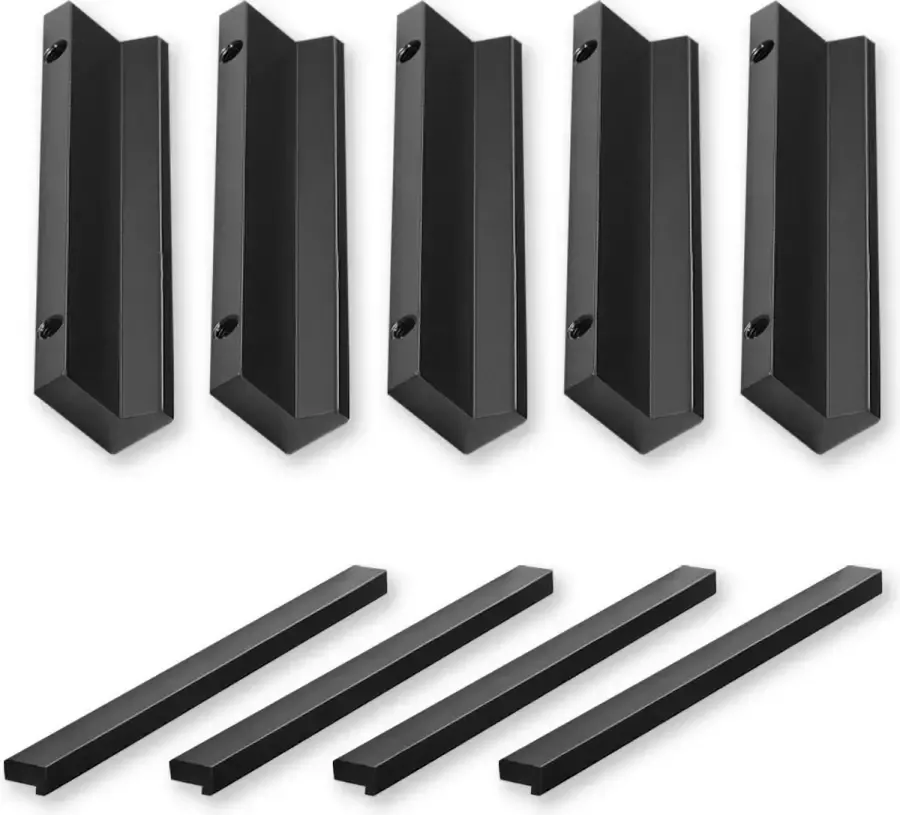 By MJM Handgreep zwart 162mm 10 stuks Hartafstand 128mm Zwart Meubelgreep zwart Handgreep Keukengreep zwart Greep zwart Deurgreep Handgreep keukenkastjes meubelgrepen Handgrepen voor deurtjes inclusief schroeven - Foto 2
