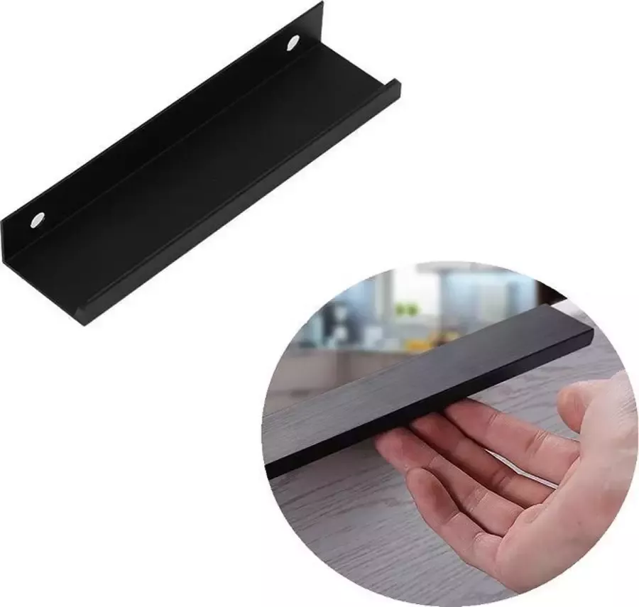 By MJM Handgreep Fargo Zwart 200 mm 10 STUKS Platte greep Keukengreep Kast Keukenkastjes Meubelgreep Badkamer Profielgreep 200 mm Handgreep Meubelgreep