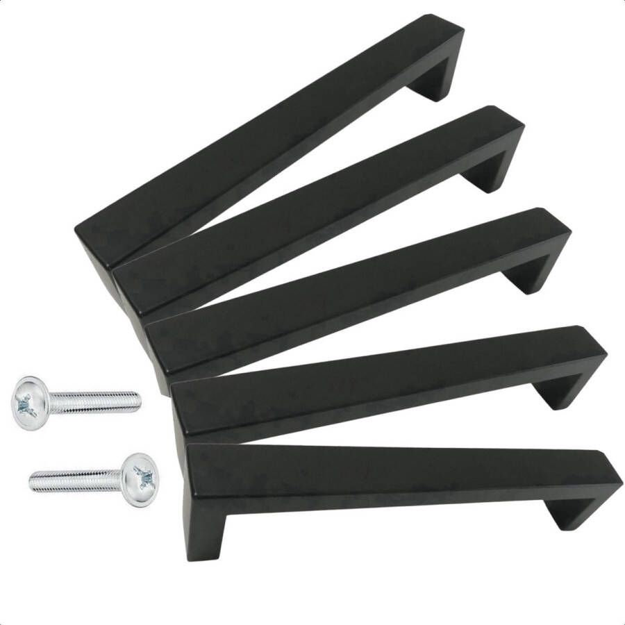 By MJM RVS Handgrepen Atlanta zwart 96 mm 5 Stuks Strak Handgreep kast Handgrepen voor deurtjes Deurgreep Meubelgreep Handgreep Zwart meubelgrepen handgreep keukenkastjes Greep Zwart Meubelbeslag handgreep badkamer schroeven - Foto 2