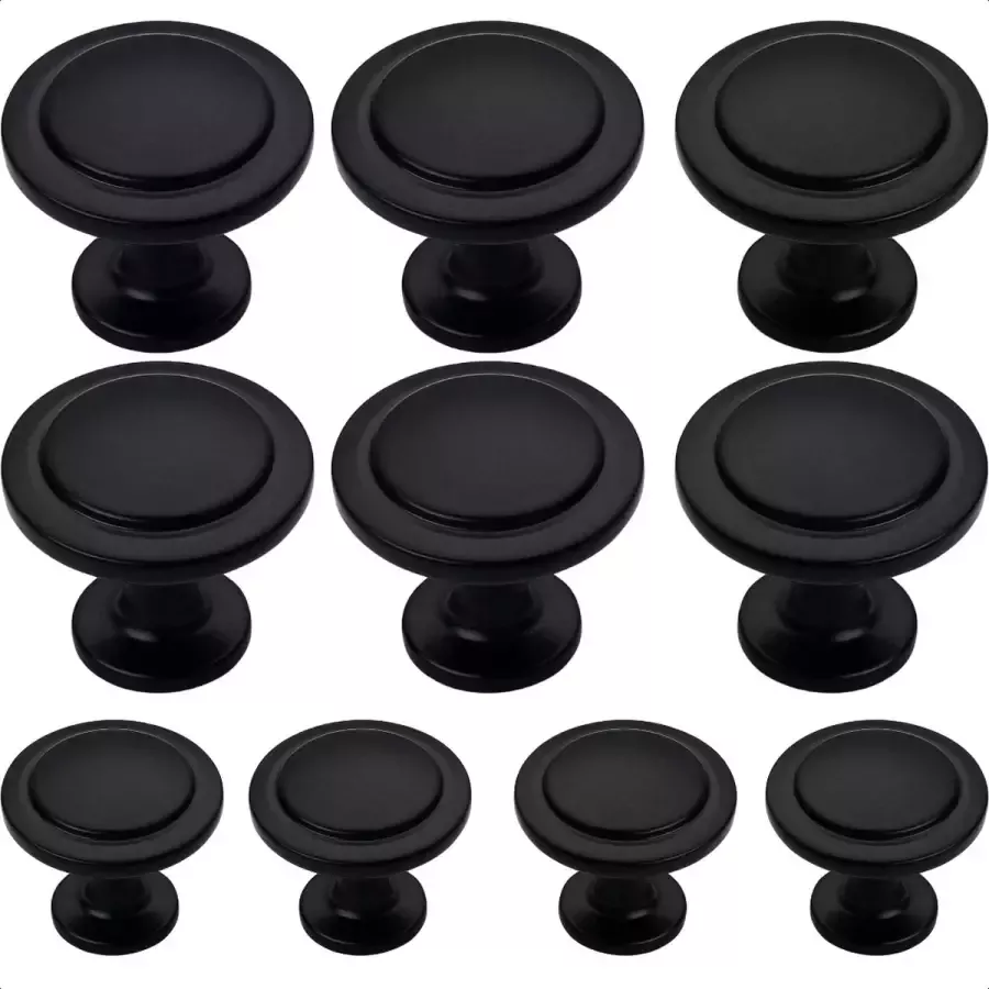 By MJM Meubelknop zwart rond 10 Stuks Diameter 32 mm Kastknop Meubelknop Deurknoppen voor kasten kastknoppen Meubelbeslag Deurknopjes Meubelknoppen