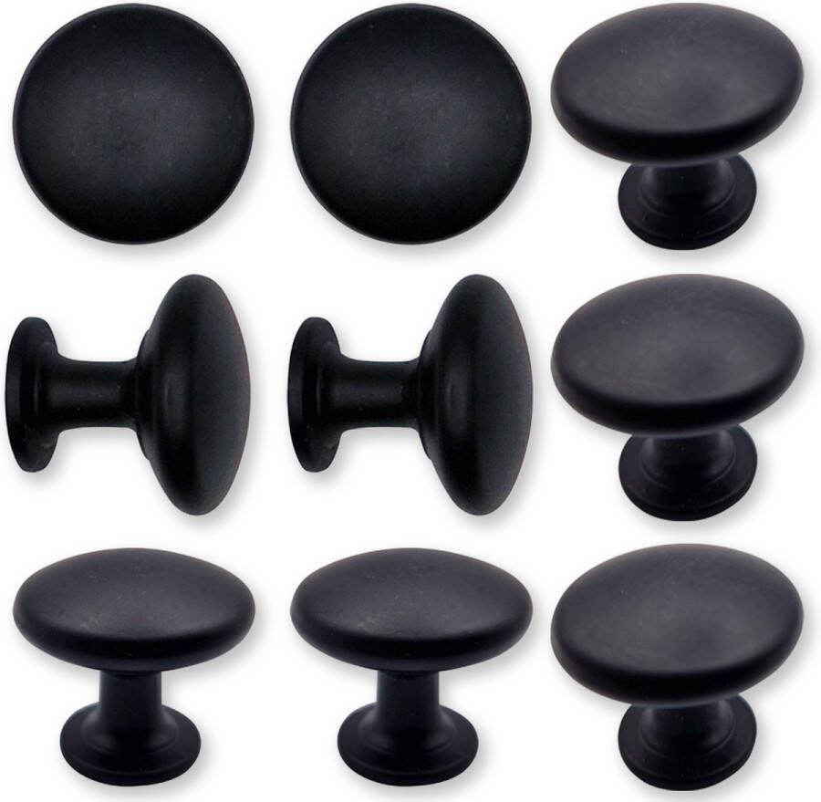 By MJM Kastknoppen Macon zwart rond 20 Stuks Diameter 27 mm Kastknop Meubelknop Deurknoppen voor kasten Meubelbeslag Deurknopjes Meubelknoppen - Foto 2